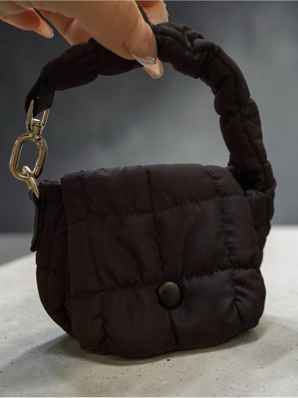 Black Puffer Mini Bag Charm Pouch Coin Purse New